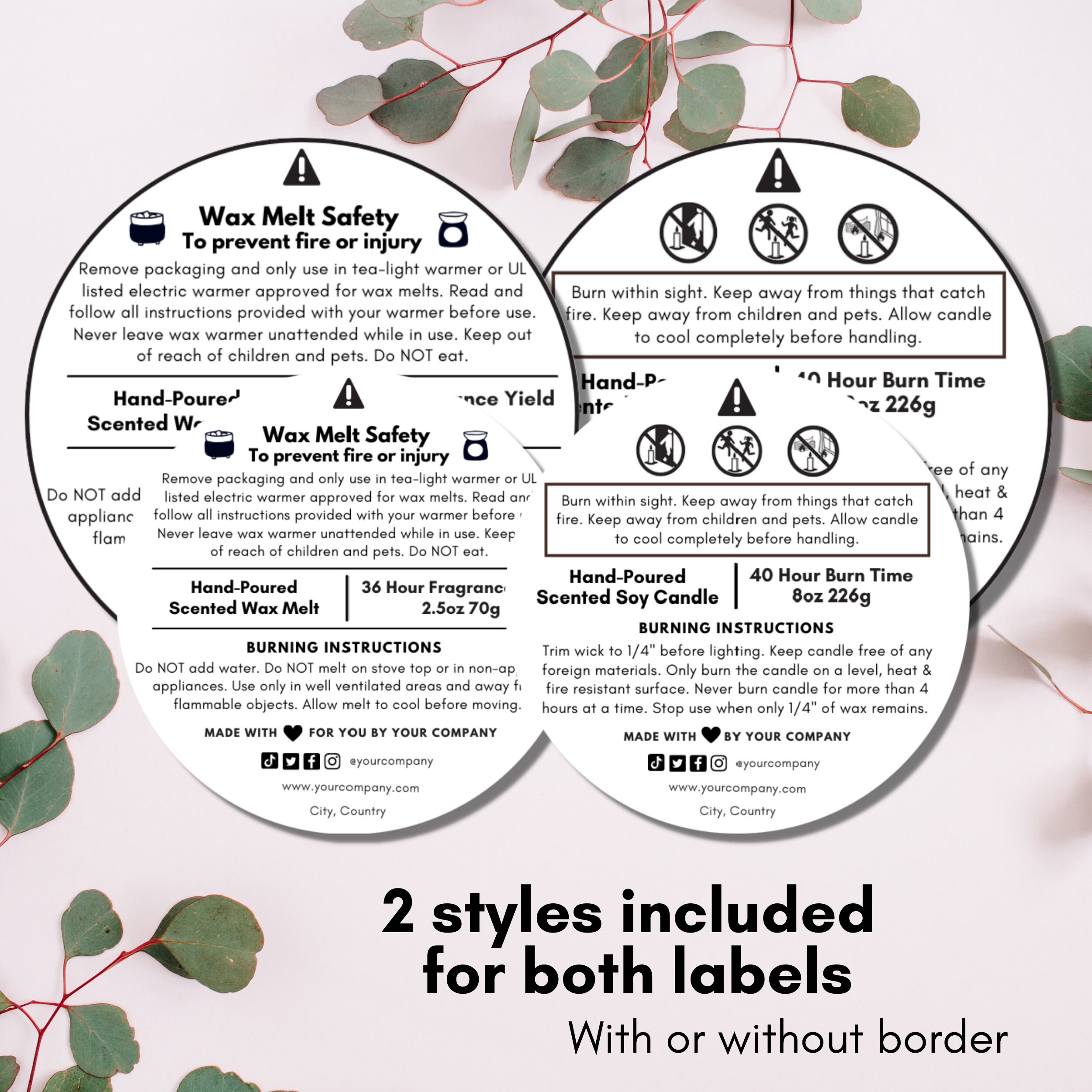 Editable Candle Warning and Wax Melt Safety White Label Template With ...