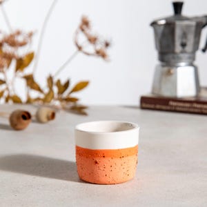 Orange Espresso Cup, Valentine&#39;s Day Cup, Handmade Ceramic Cup, Textured Cup, Orange Cup, Handmade Pottery