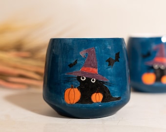 Halloween kattmugg, söt häxdekoration