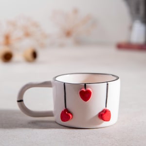 Espresso Cup With Heart, Heart Mug, Balloon Heart Cup, Handmade Pottery, Love Espresso Cup, Couple&#39;s Cup, Minimal Cup, Ceramic Cup