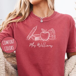Personalized Teacher Comfort Colors Shirt, Custom Name Teacher Tee, Teacher Appreciation Gift, Cute Teacher Shirt, Back to School T-Shirt