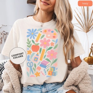 Floral Teacher Shirt, Comfort Colors Teach Tee, Summer Teacher Shirt, Back To School Shirt, Cute Teacher Gift, Teacher Appreciation Gift