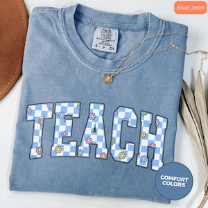 Checkered Teacher Shirt, Comfort Colors Teach Tee, Summer Teacher Shirt, Back To School Shirt, Cute Teacher Gift, Teacher Appreciation Gift