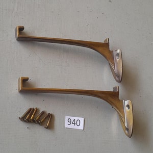 1 par de soportes para estantes de vidrio de latón ENVEJECIDO de estilo vintage de 5 pulgadas, NO lacados ni revestidos, incluye tornillos de latón macizo a juego GRATIS