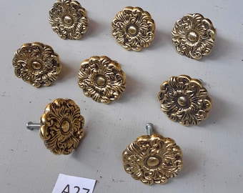 8 fabulosos pomos de latón macizo de 3,8 cm (1,5") de estilo vintage clásico rococó con acabado pulido (NO lacado ni recubierto).