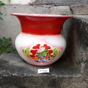 Vintage enamel spittoon enamelware vase kitchen utensils