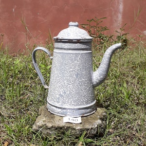 Vintage granietwerk emaille koffiepot