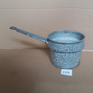 Vintage enamelware milk saucepan graniteware enamel