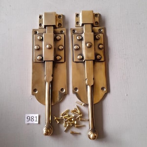 2 Vintage-Stil klobige schwere Guss Messing obere Tür Riegel oder Riegel aus poliertem Messing NICHT lackiert oder beschichtet enthält massive Messingschrauben
