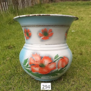 Vintage Czechoslovakian enamelware spittoon 1950s enamelware vase