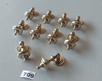 10 vintage style heavy cast brass Dutch drops or cabinet pulls in natural polished brass NOT lacquered or coated