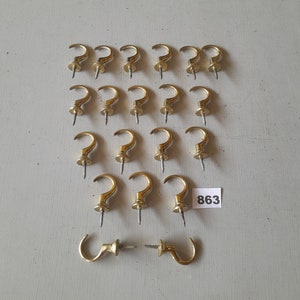 20 kraftiga kopp- eller muggkrokar i gjuten mässing i vintagestil, viktoriansk design, polerad finish, INTE lackerade eller belagda, perfekta för kök.