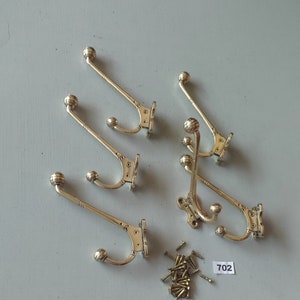 6 vintage style classical beehive solid brass coat hooks NOT lacquered or coated includes FREE solid brass screws