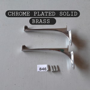 1 pair of 5 inch vintage style chrome plated cast brass glass shelf brackets  includes FREE chrome plated solid brass screws
