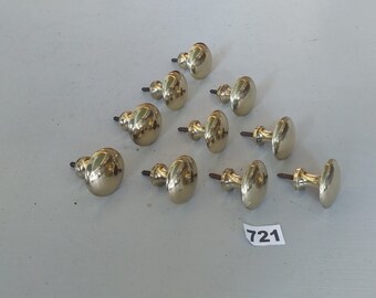 10 vintage style solid cast brass mushroom cupboard knobs or pulls NOT lacquered or coated 1.2 inches diameter top