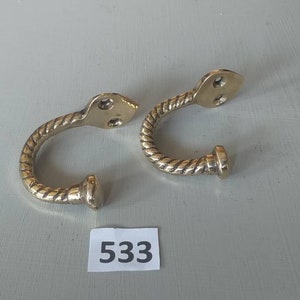 2 vintage style solid brass single coat hooks NOT lacquered or coated includes FREE solid brass screws