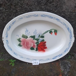Vintage enamelware oval plate by bumper harvest