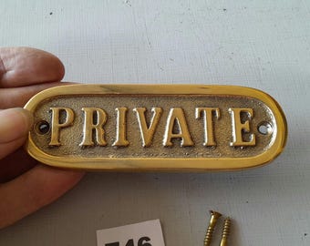 Vintage-Stil schweres Messingguss PRIVATE Plakette privates Türschild aus Messing NICHT lackiert oder beschichtet enthält GRATIS massive Messingschrauben