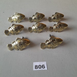 8 Cheerful Solid Brass Fish Design Cabinet Pull Handles NOT Lacquered ...