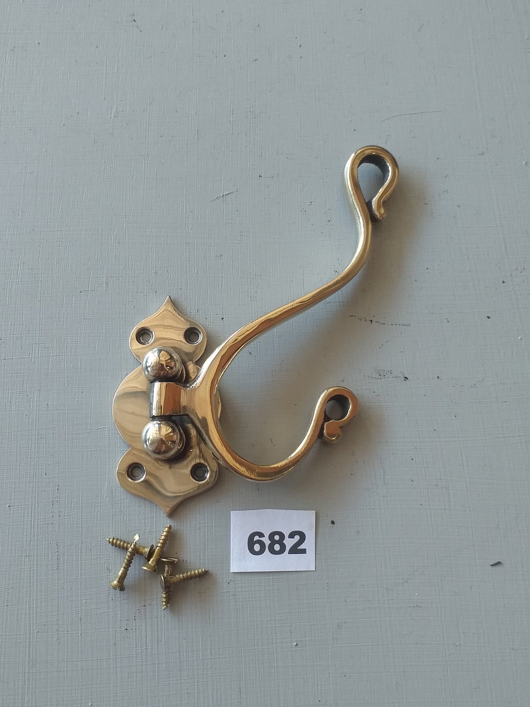 Vintage Style Large Solid Brass Folding Coat Hooks NOT Lacquered or