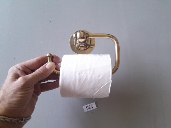 Vintage style simple brass toilet or bathroom tissue Paper roll holder NOT lacquered or coated includes FREE solid brass screws