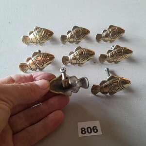 8 Cheerful Solid Brass Fish Design Cabinet Pull Handles NOT Lacquered ...