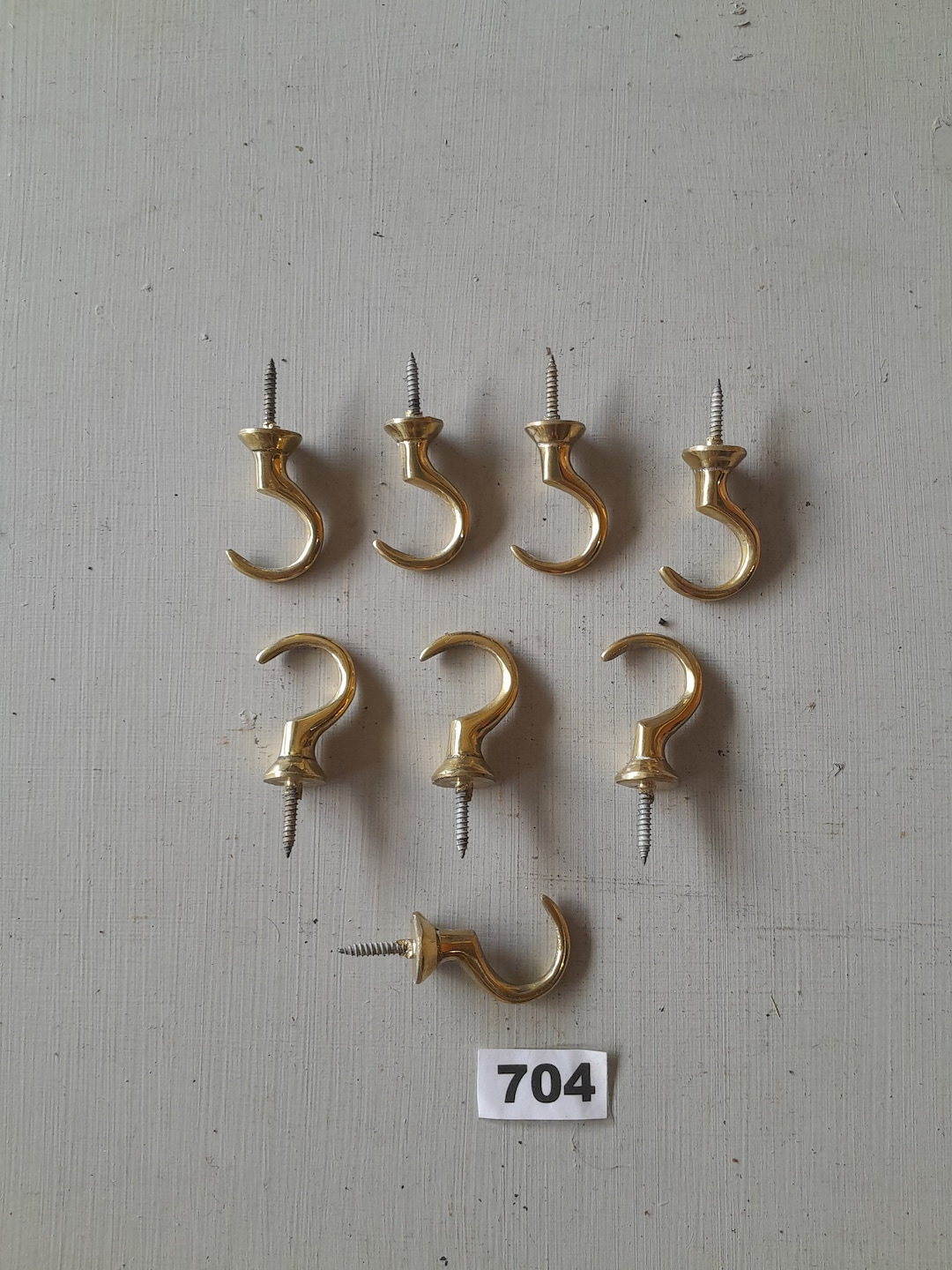 8 Heavy Cast Brass Vintage Style Victorian Design Cup or Mug Hooks in a ...