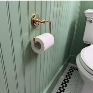 Vintage style simple brass toilet or bathroom tissue Paper roll holder NOT lacquered or coated includes FREE solid brass screws image 9