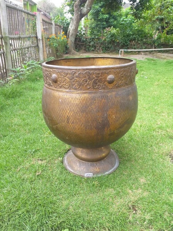 Vintage Victorian Very Large Aspidistra Pot Large Ornate Brass Etsy