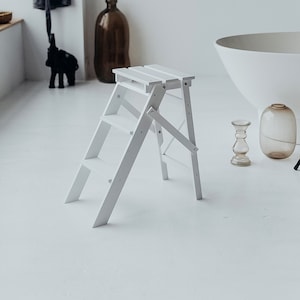 Ladder Stool, Step Stool, 3-step step ladder stool for home, kitchen and interior. WHITE