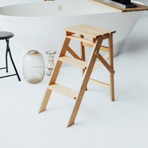 Ladder Stool, Step Stool, 3-step step ladder stool for home, kitchen and interior. WOOD