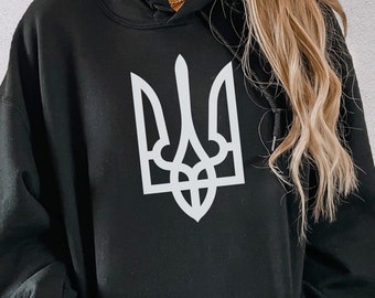 Ukrainian Hoodie, Ukrainian Symbol Sweatshirt, Ukrainian Coat of Arms Pullover, President Zelensky Sweater, Stand with Ukraine