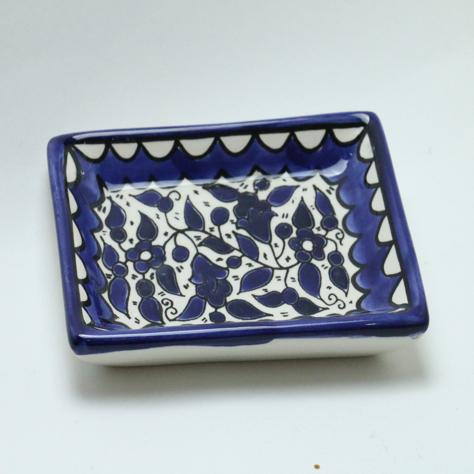 Palestinian Ceramic Serving Rectangle Plate Floral Style 5.5 Etsy