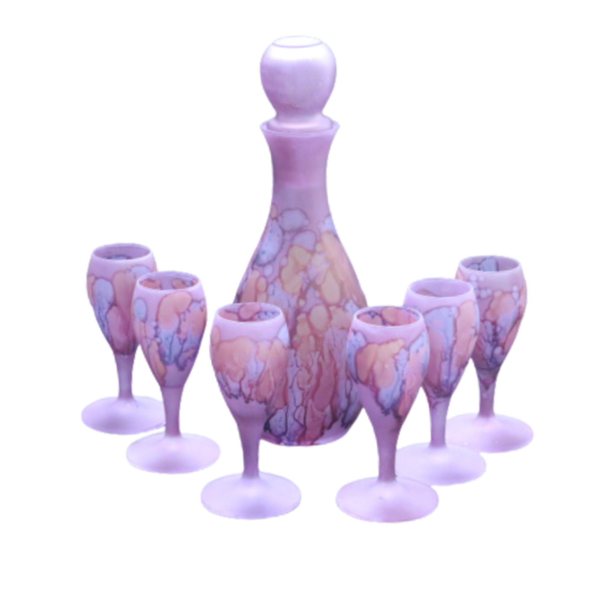 Wine Goblet Glass Set Hand Painted Hebron Glass California Etsy UK