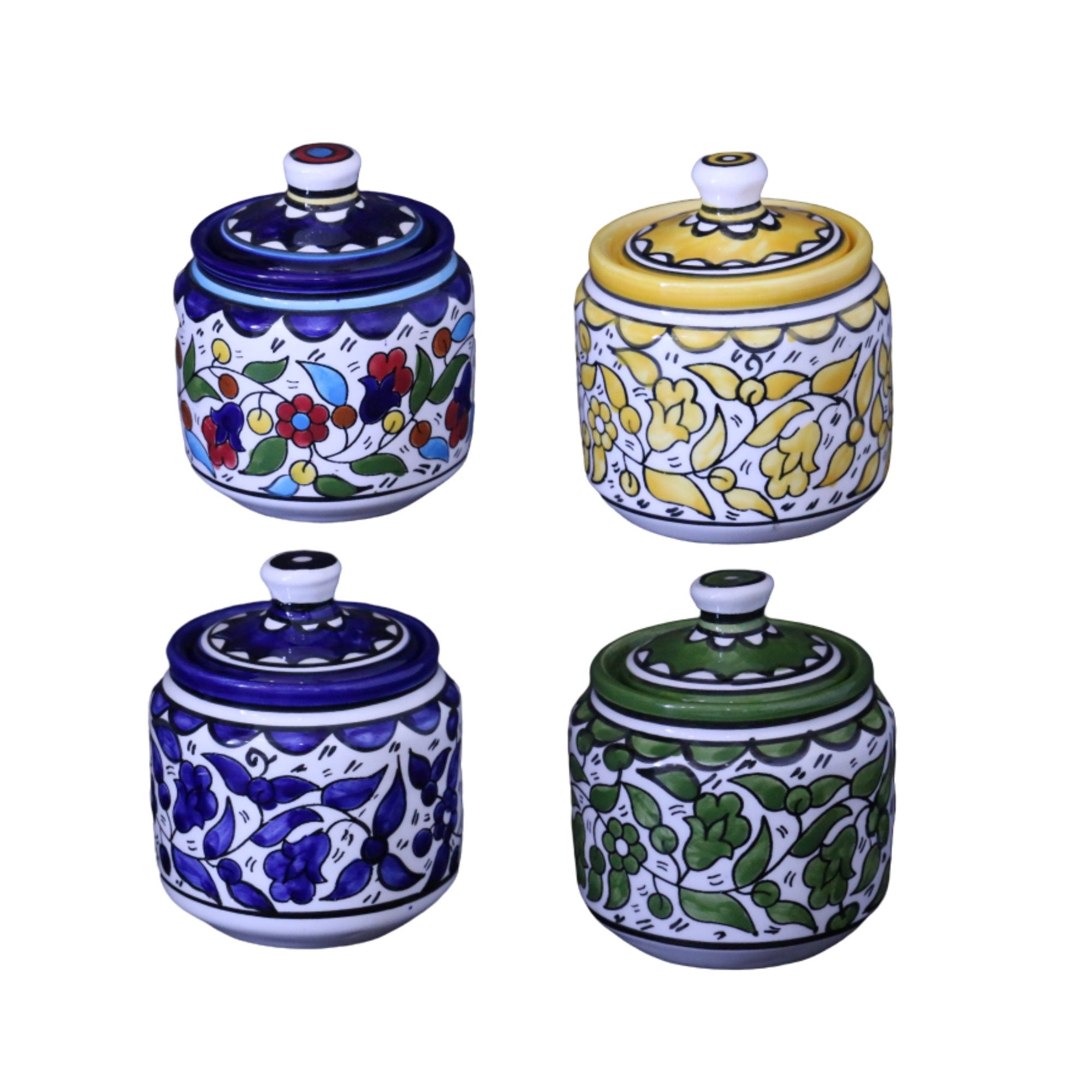 Ceramic Container HandPainted Floral Palestinian Ceramic Etsy