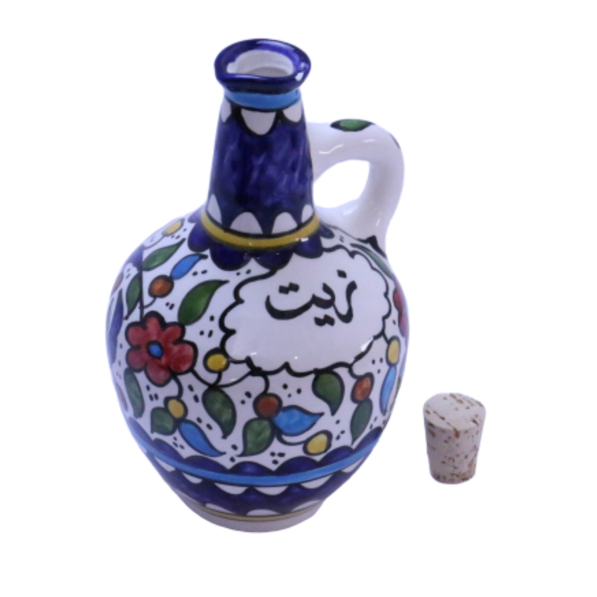Ceramic Serving Oil Decanter With Cork Stopper HandPainted Etsy