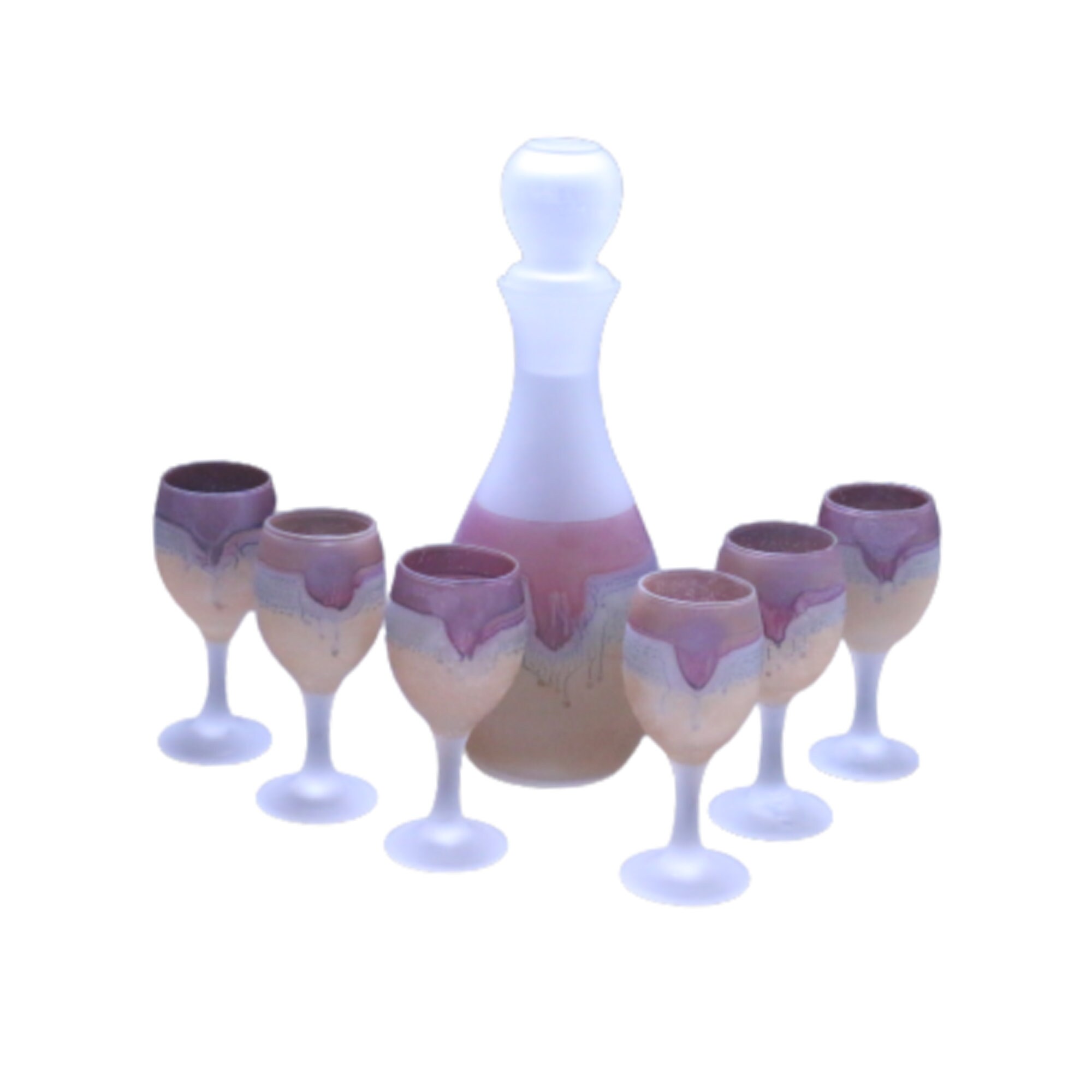 Wine Goblet Glass Set Hand Painted Hebron Glass Los Angeles Etsy