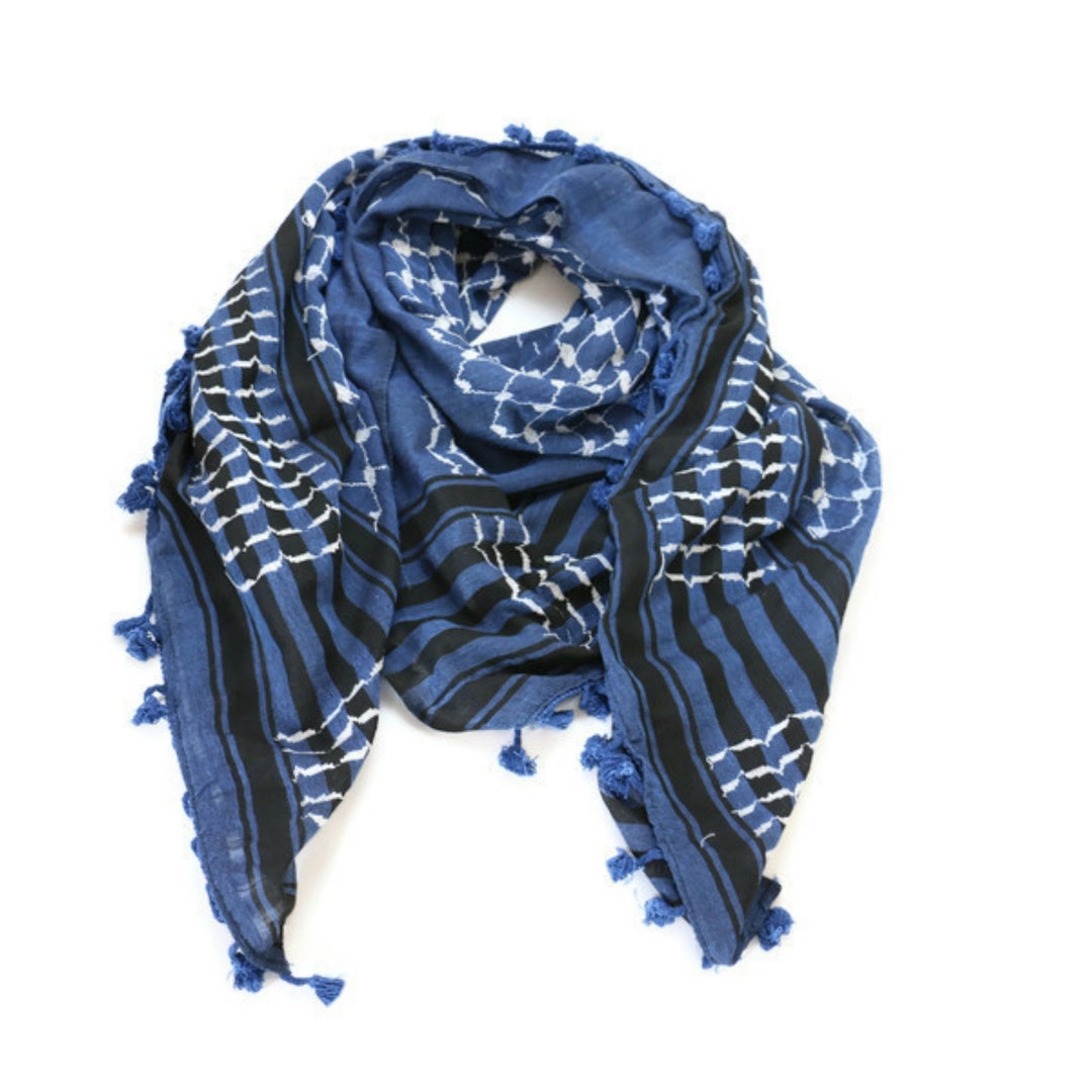 Keffiyeh Blue & Black Style Palestinian Scarf 47 - Etsy