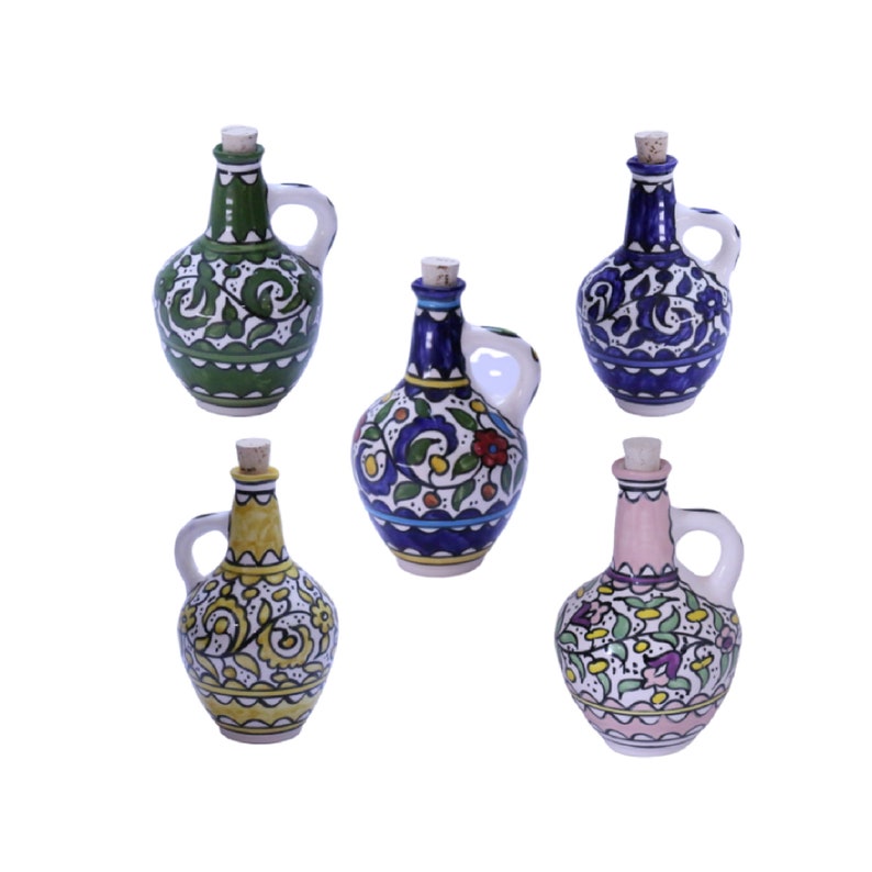 Ceramic Serving Oil Decanter With Cork Stopper Handpainted Etsy