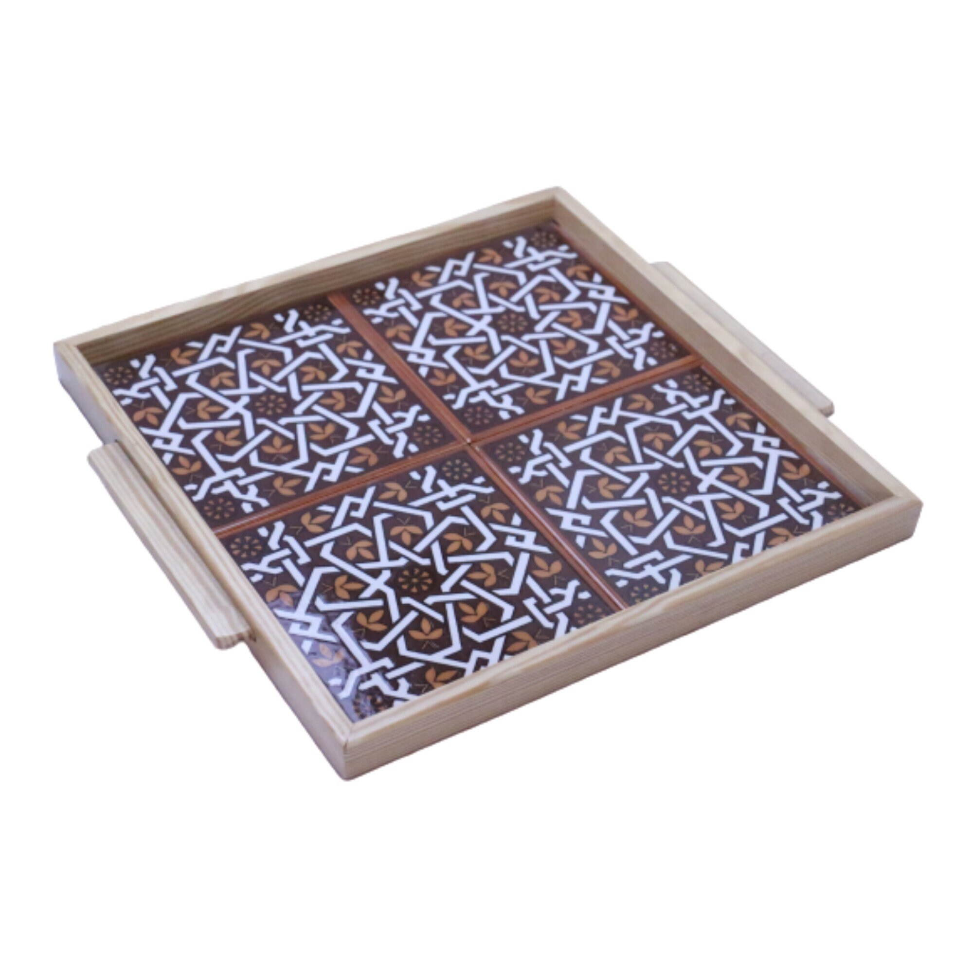 Ceramic Wooden Tile Tray Hand Painted Palestinian Floral Etsy