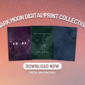 DIGITAL & PRINTABLE | Dark Moon Collection, Moon Prints, Goth, Alternative, Wall Prints