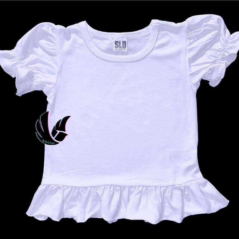 3T Ruffle Sleeve Girls Blank Shirt Toddler Size 3T Embroidery Etsy