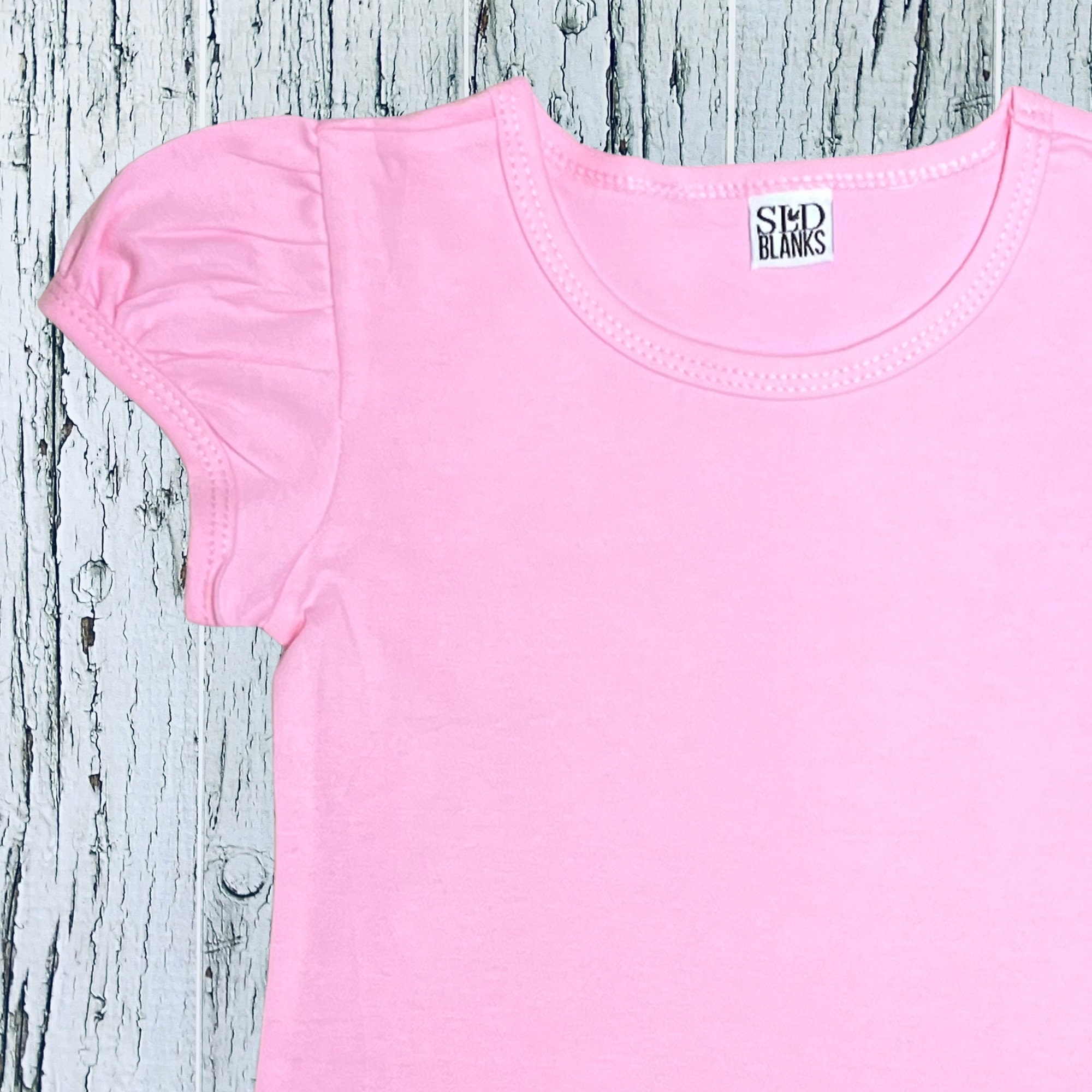 Girls Pink Puff Sleeve Blank Shirt Embroidery Blank Shirt Etsy