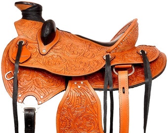 Western Horse Saddle Heavy Leather Breast Plate Collar Roping Reining Ranch Work 