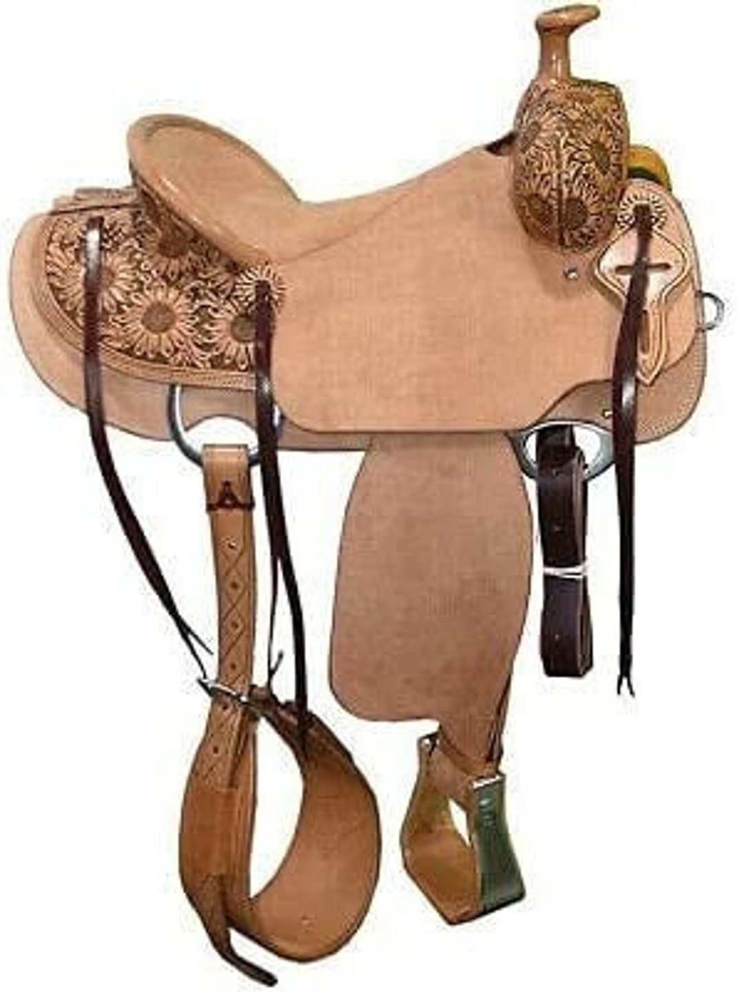おトク Rahmat International Western Leather Barrel Pleasure Trail Horse Saddle  tack Size 10” to 18” Inch seat with Matching Headstall, Breast C 