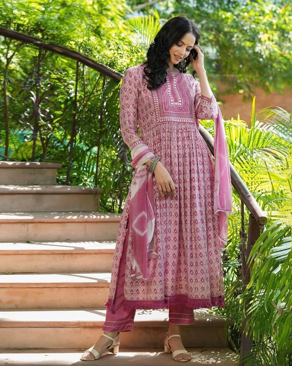 Beautiful Pink Casual Wear Cotton Kurti | Latest Kurti Designs