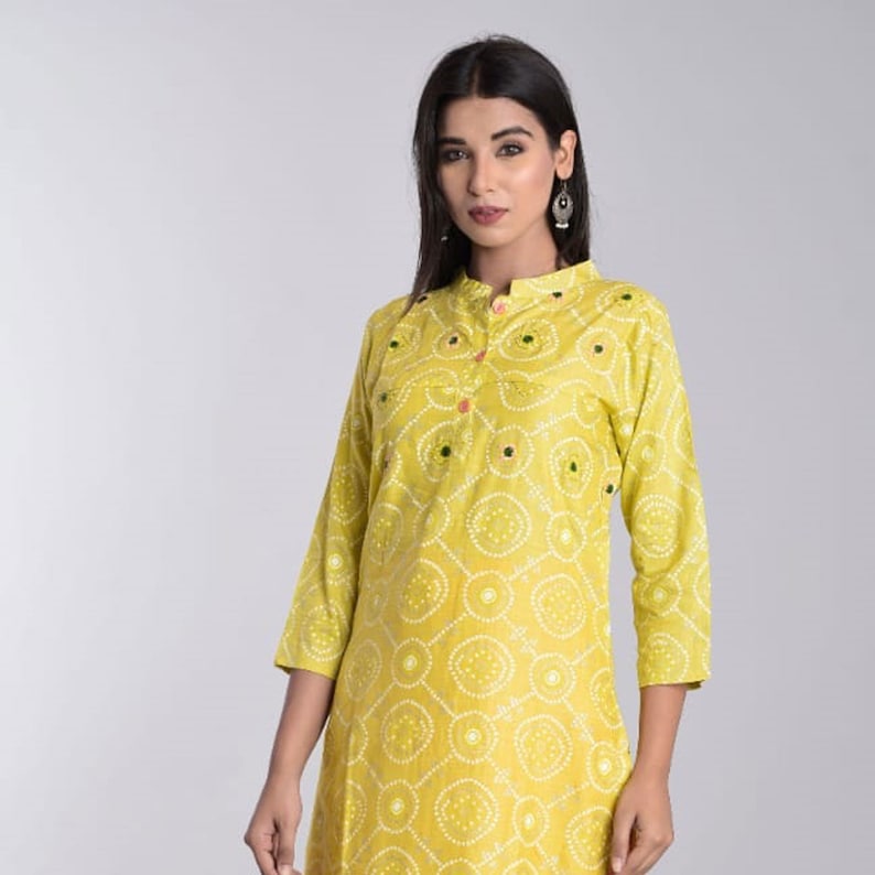 full mirror work kurti