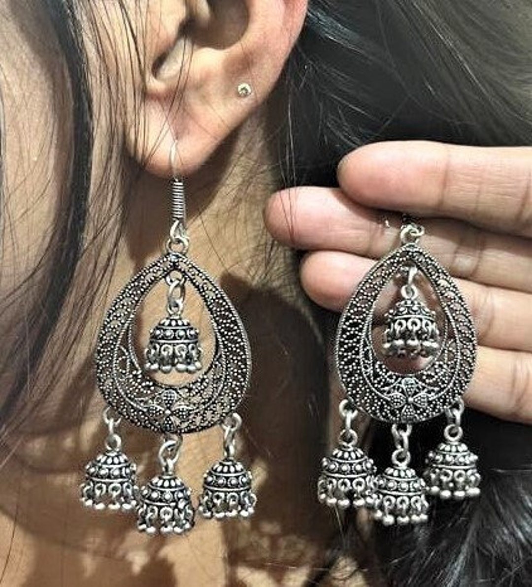 Flipkart.com - Buy Luckshay creations Metal Oxidised Silver for Women &  Girls Beads Metal Jhumki Earring Online at Best Prices in India