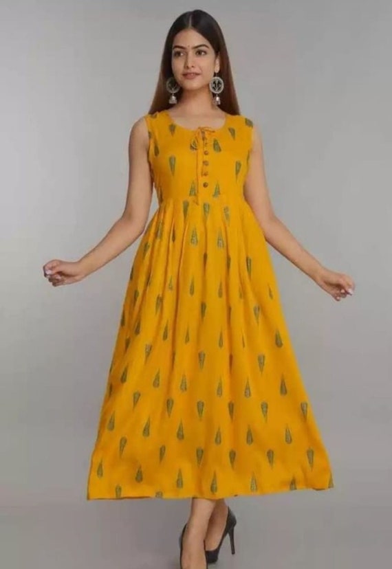 Bollywood Designer Indian Handmade Rayon Anarkali Gown Women Kurti With  Dupatta. | eBay