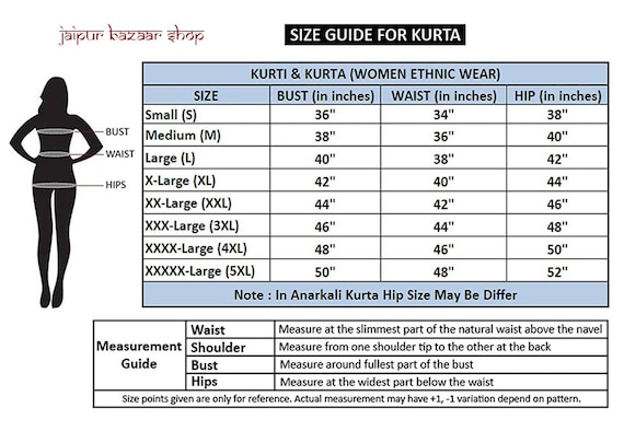 Kurti size measurement chart - YouTube